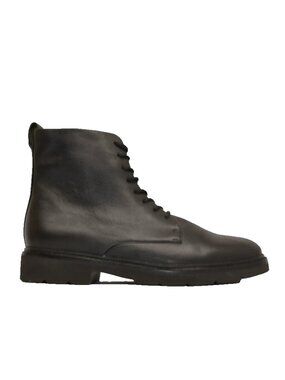 New! Vince Rae Leather Lace Up Combat Boots Black Size 8 M DD549